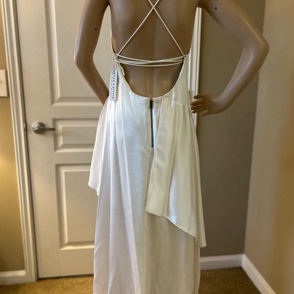 Alice + Olivia Cream Asymmetrical Cowl Neck Sundress - Picture 6 of 8